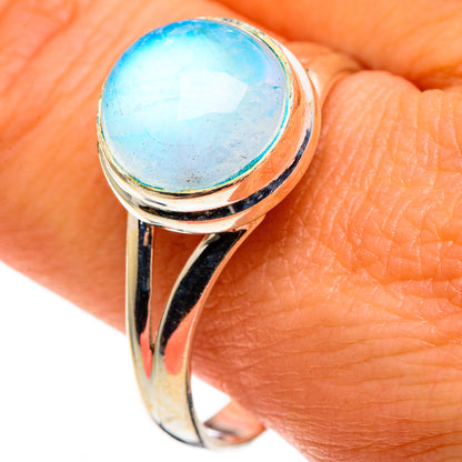 Rainbow Moonstone Rings handcrafted by Ana Silver Co - RING86096