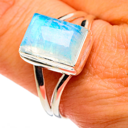 Rainbow Moonstone Rings handcrafted by Ana Silver Co - RING86098