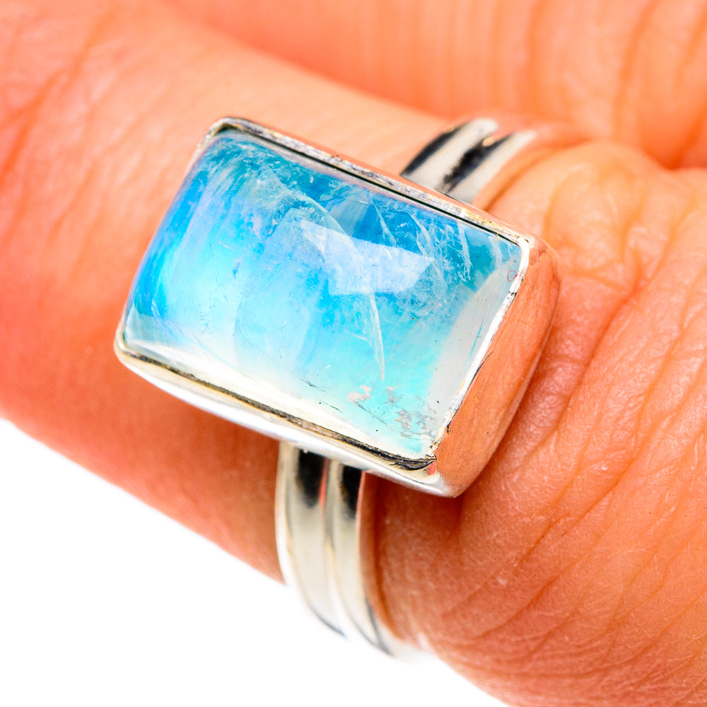 Rainbow Moonstone Rings handcrafted by Ana Silver Co - RING86136