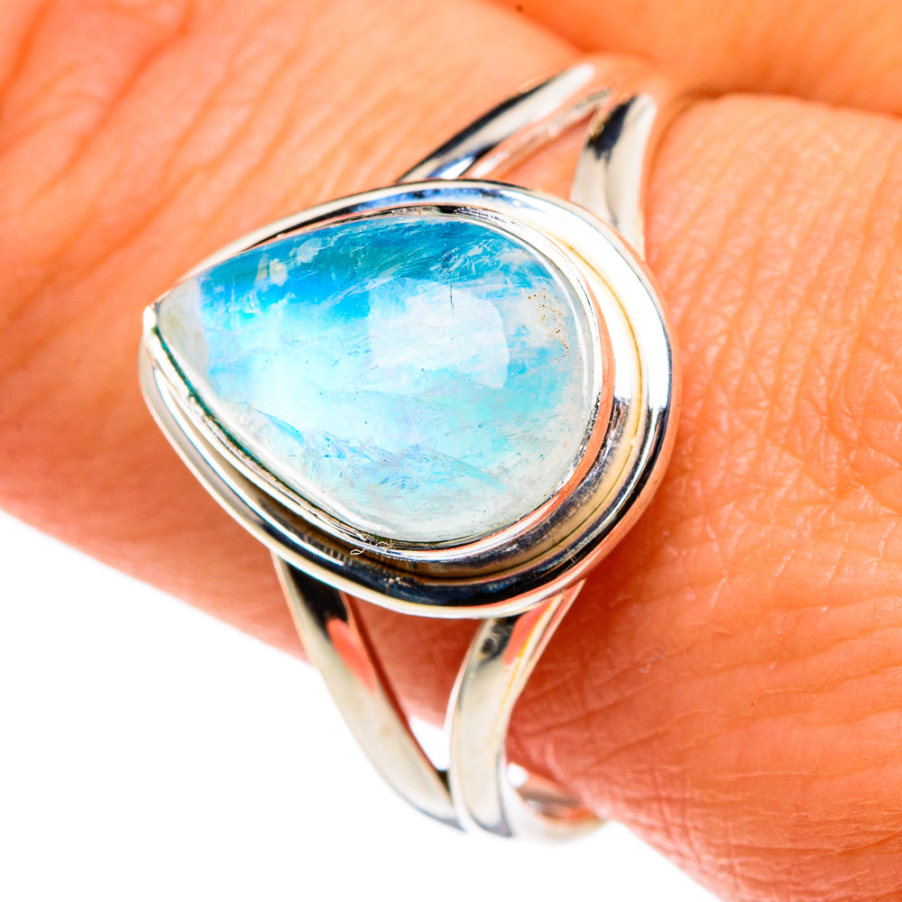 Rainbow Moonstone Rings handcrafted by Ana Silver Co - RING86140