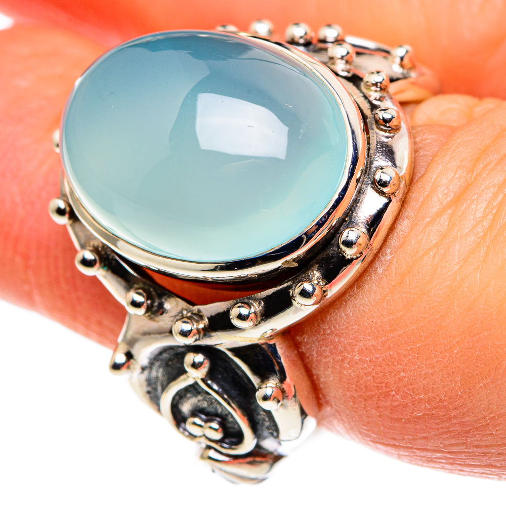 Aqua Chalcedony Rings handcrafted by Ana Silver Co - RING86172