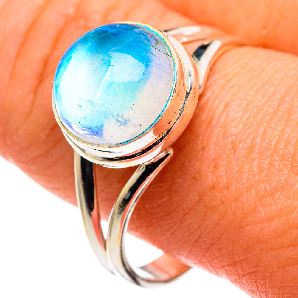 Rainbow Moonstone Rings handcrafted by Ana Silver Co - RING86176