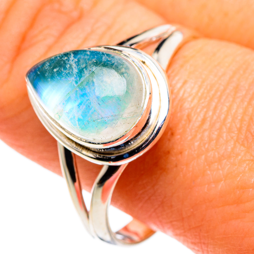 Rainbow Moonstone Rings handcrafted by Ana Silver Co - RING86213