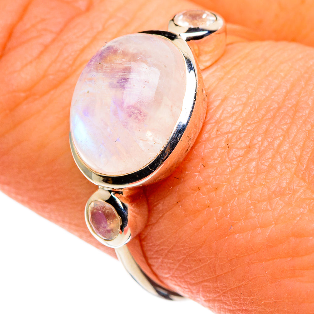 Rainbow Moonstone Rings handcrafted by Ana Silver Co - RING86242