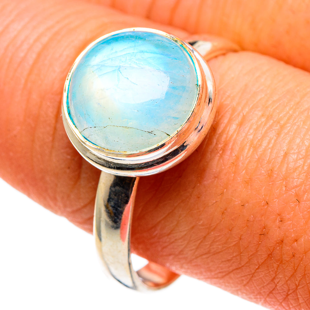 Rainbow Moonstone Rings handcrafted by Ana Silver Co - RING86256