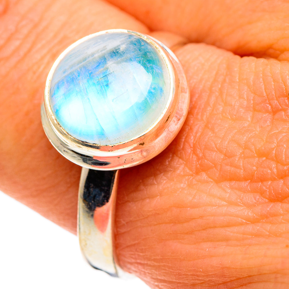 Rainbow Moonstone Rings handcrafted by Ana Silver Co - RING86286