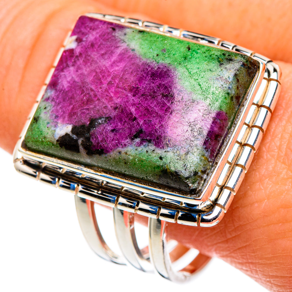 Ruby Zoisite Rings handcrafted by Ana Silver Co - RING86302