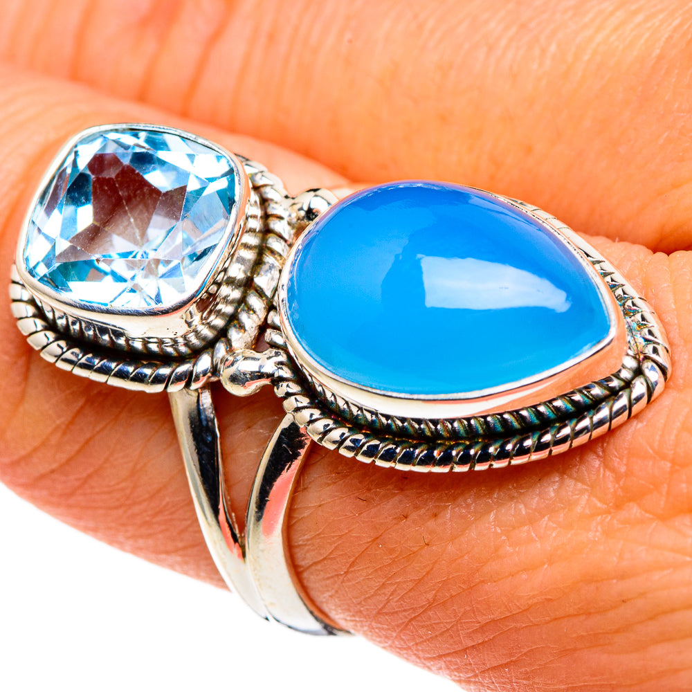 Aqua Chalcedony Rings handcrafted by Ana Silver Co - RING86314