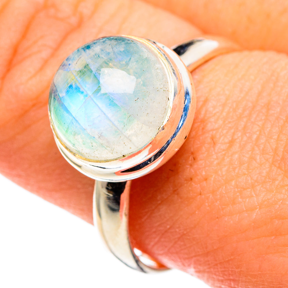 Rainbow Moonstone Rings handcrafted by Ana Silver Co - RING86417