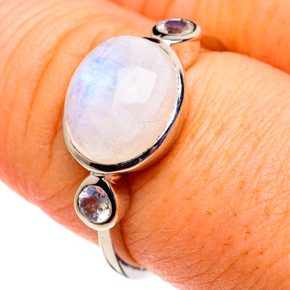 Rainbow Moonstone Rings handcrafted by Ana Silver Co - RING86441