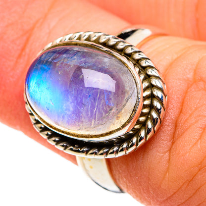 Rainbow Moonstone Rings handcrafted by Ana Silver Co - RING86473