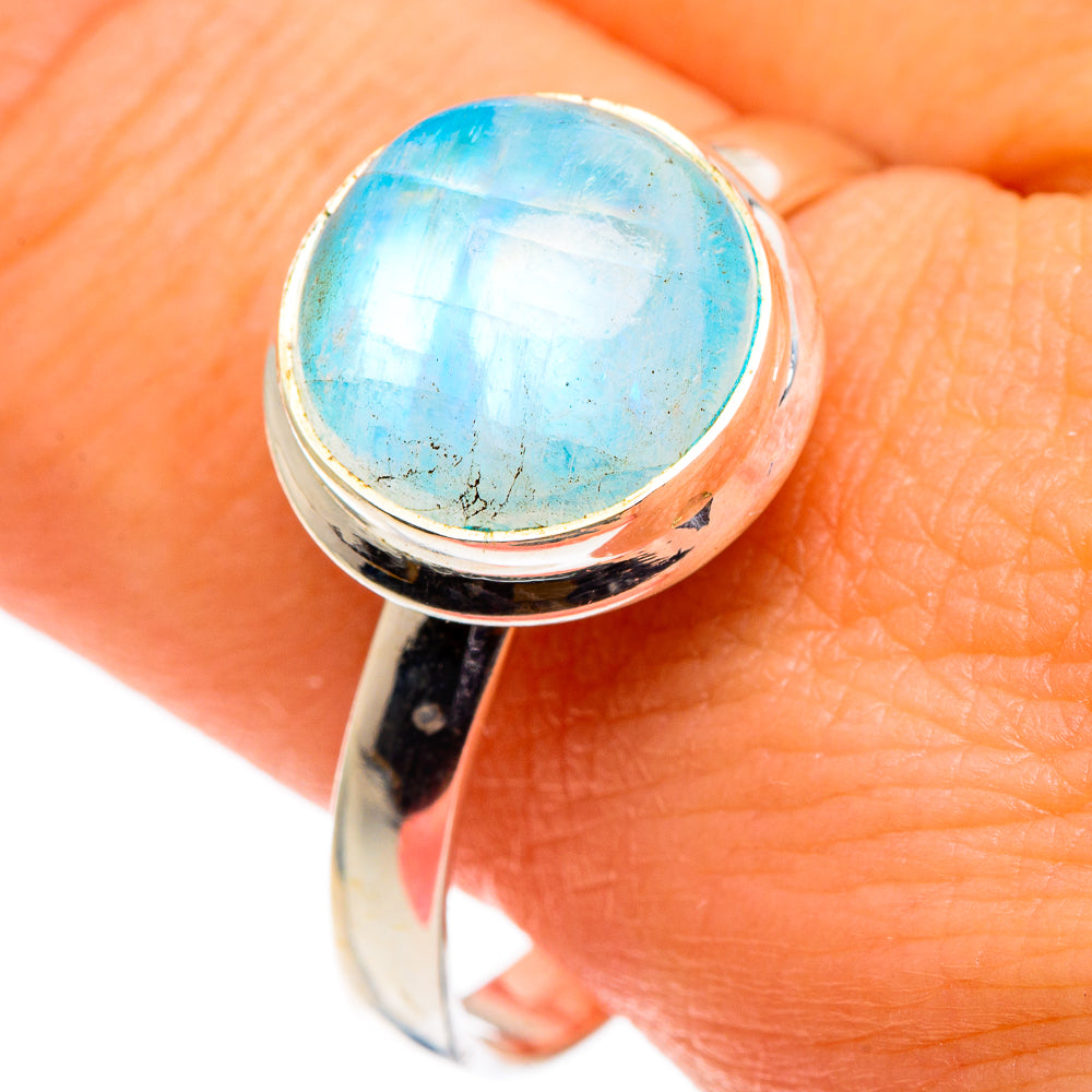 Rainbow Moonstone Rings handcrafted by Ana Silver Co - RING86484