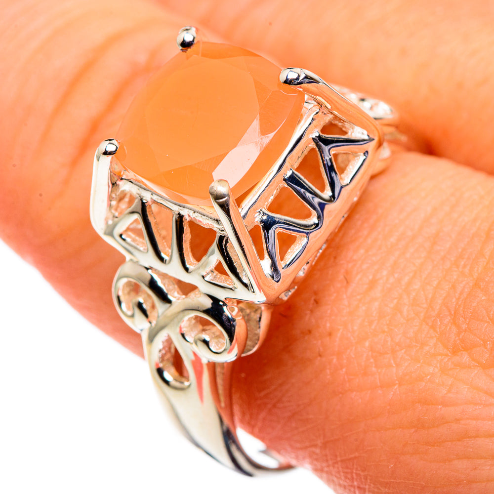 Peach Moonstone Rings handcrafted by Ana Silver Co - RING86492
