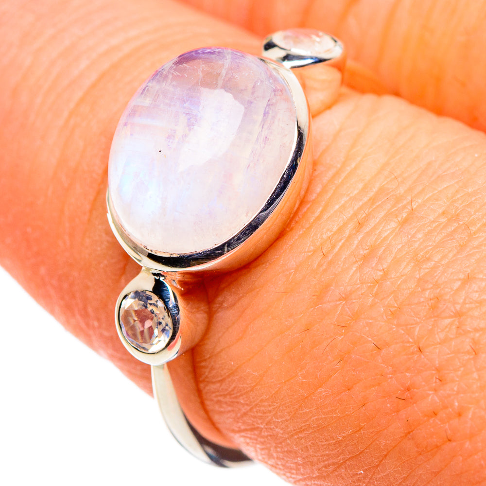 Rainbow Moonstone Rings handcrafted by Ana Silver Co - RING86506