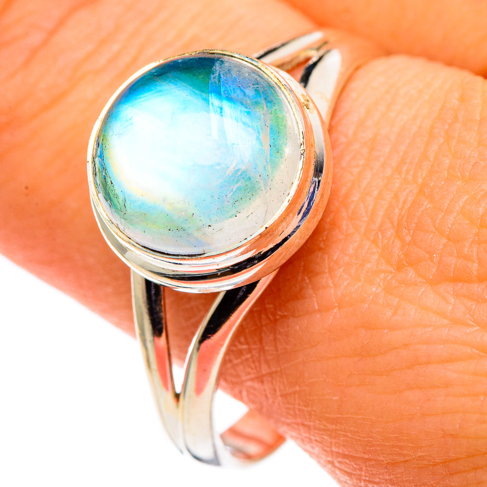 Rainbow Moonstone Rings handcrafted by Ana Silver Co - RING86519