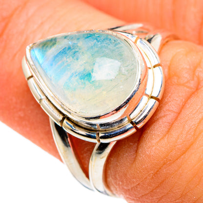 Rainbow Moonstone Rings handcrafted by Ana Silver Co - RING86521