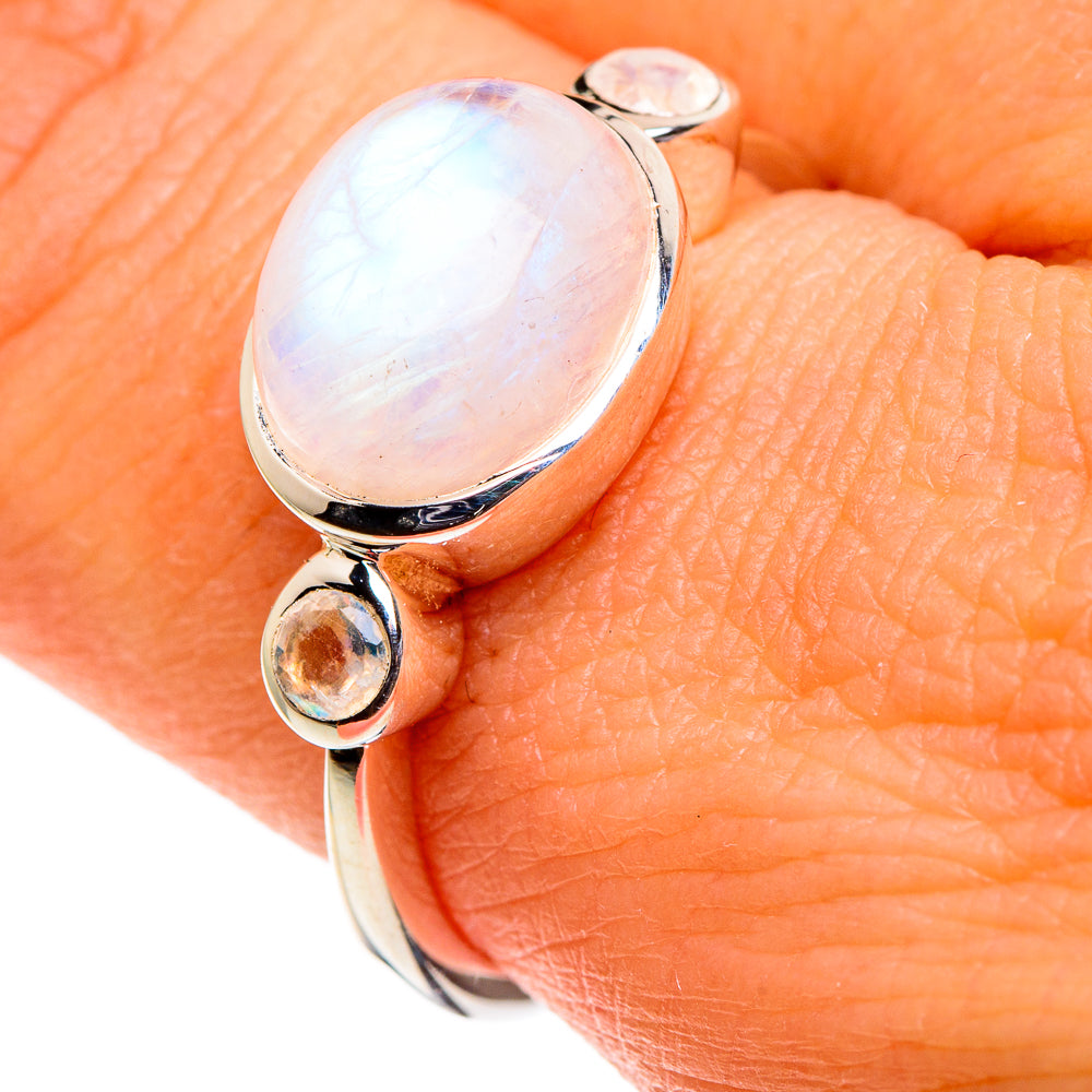 Rainbow Moonstone Rings handcrafted by Ana Silver Co - RING86571