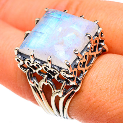 Rainbow Moonstone Rings handcrafted by Ana Silver Co - RING86607