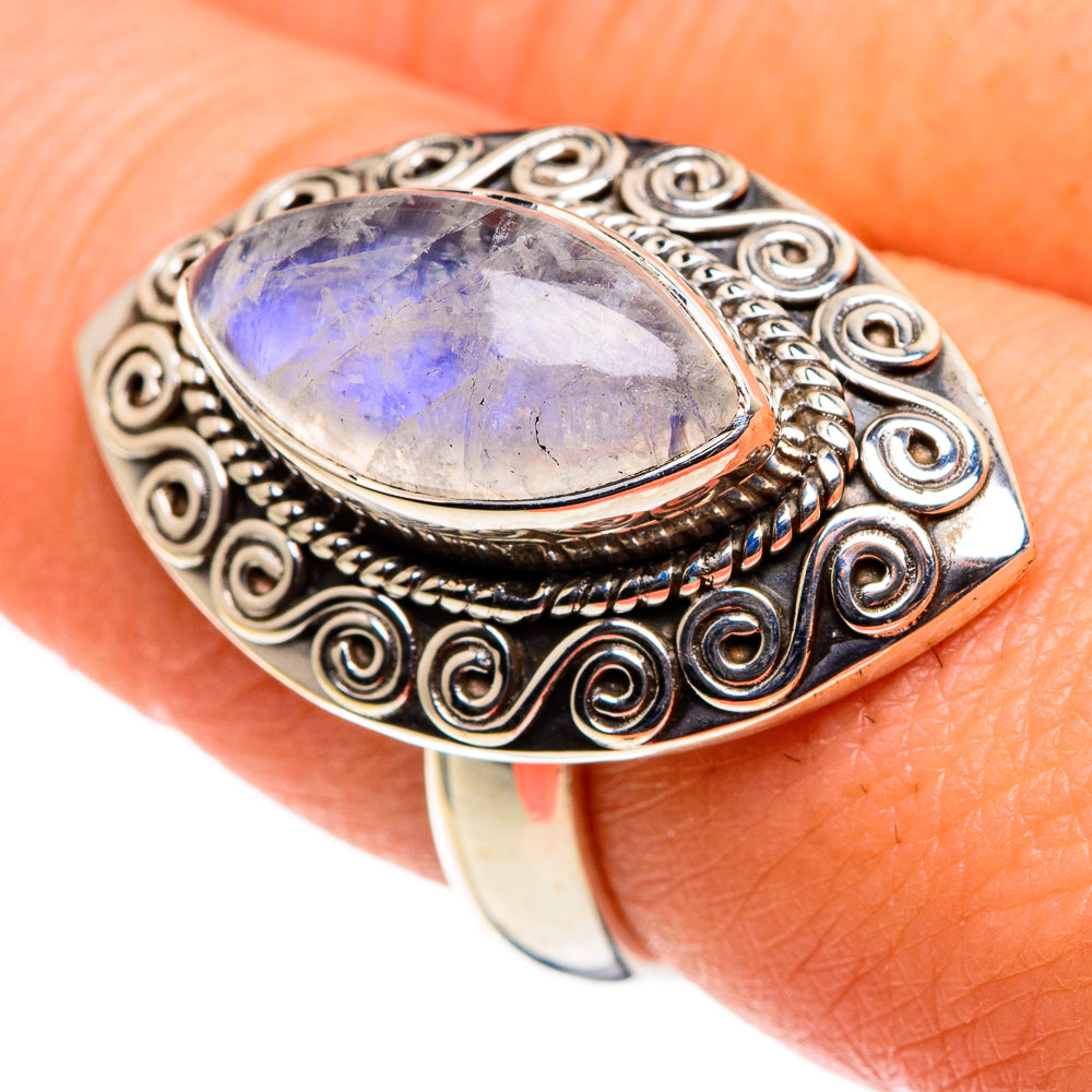 Rainbow Moonstone Rings handcrafted by Ana Silver Co - RING86677