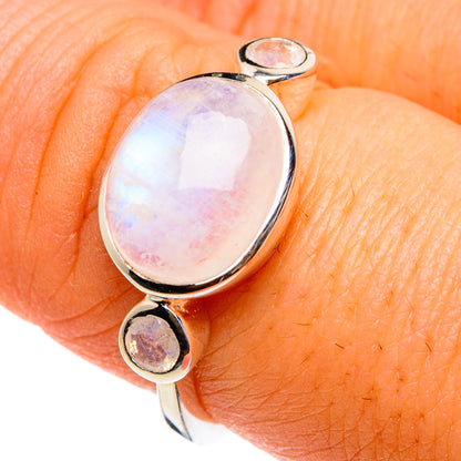 Rainbow Moonstone Rings handcrafted by Ana Silver Co - RING86757