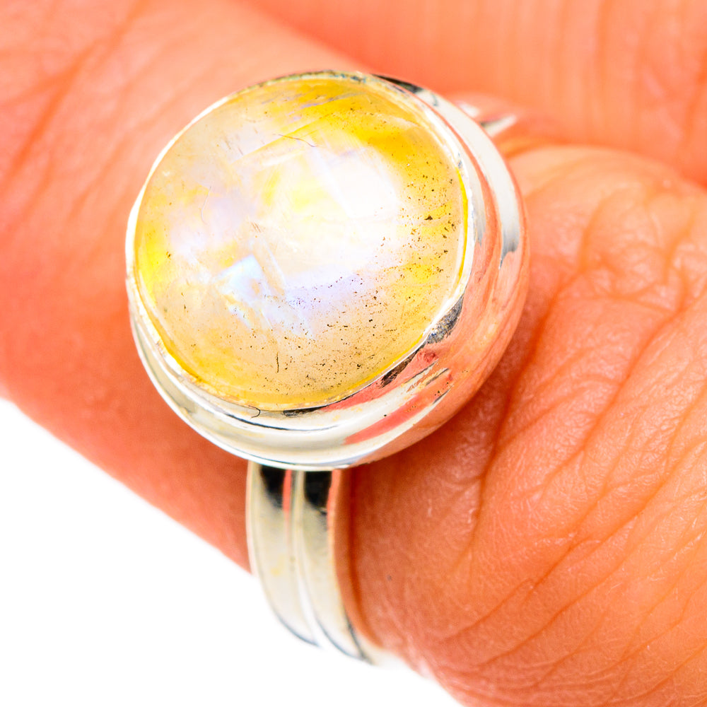 Yellow Moonstone Rings handcrafted by Ana Silver Co - RING86823
