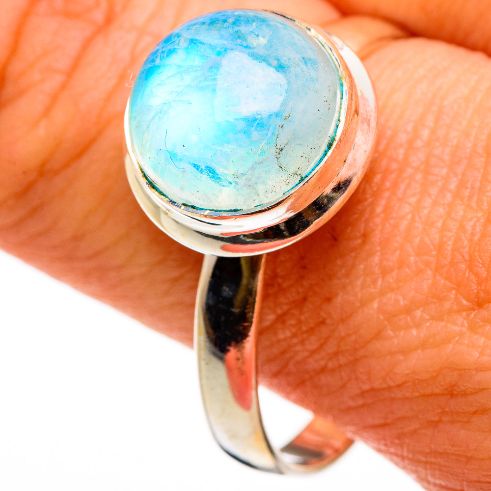 Rainbow Moonstone Rings handcrafted by Ana Silver Co - RING86831