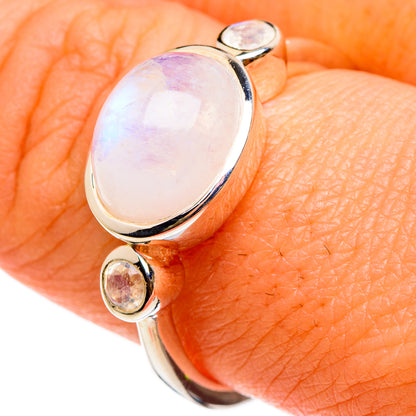 Rainbow Moonstone Rings handcrafted by Ana Silver Co - RING86851