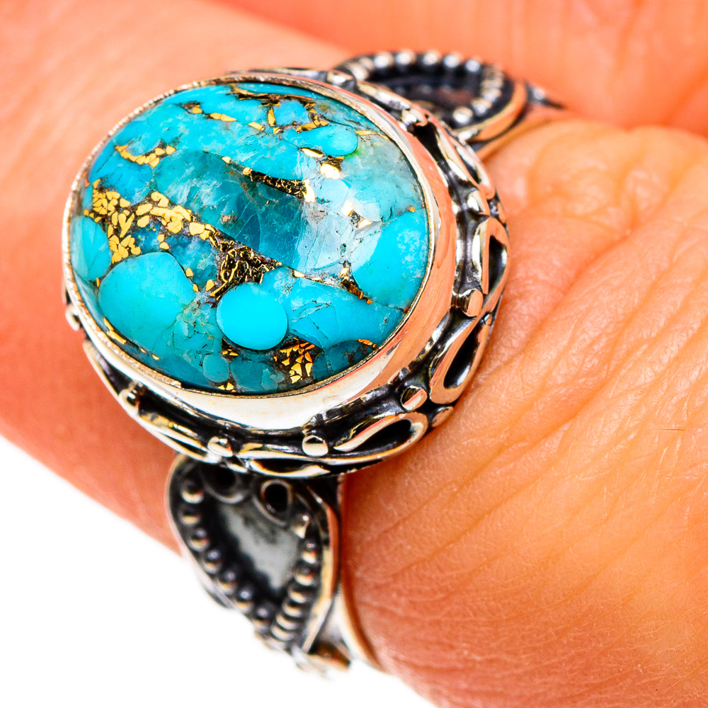 Blue Copper Composite Turquoise Rings handcrafted by Ana Silver Co - RING86889