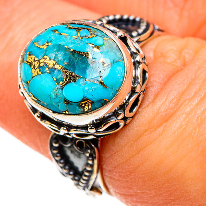 Blue Copper Composite Turquoise Rings handcrafted by Ana Silver Co - RING86889