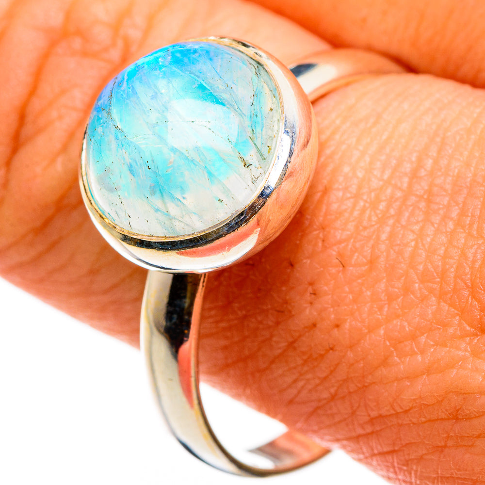 Rainbow Moonstone Rings handcrafted by Ana Silver Co - RING86893