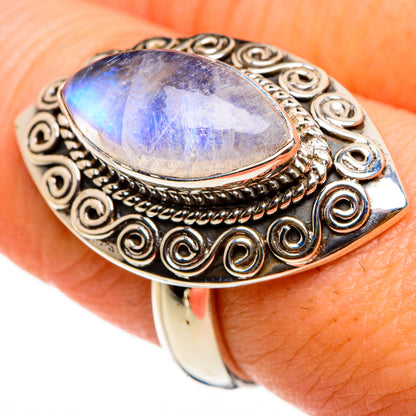 Rainbow Moonstone Rings handcrafted by Ana Silver Co - RING86997