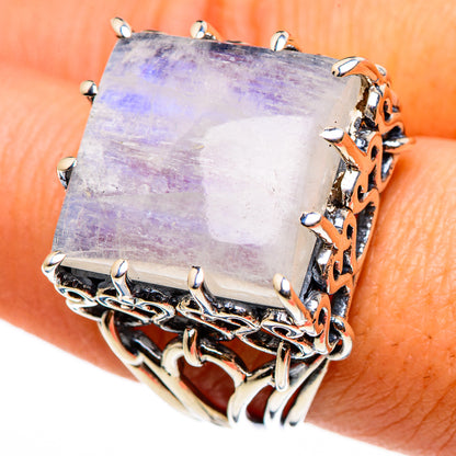Rainbow Moonstone Rings handcrafted by Ana Silver Co - RING87012