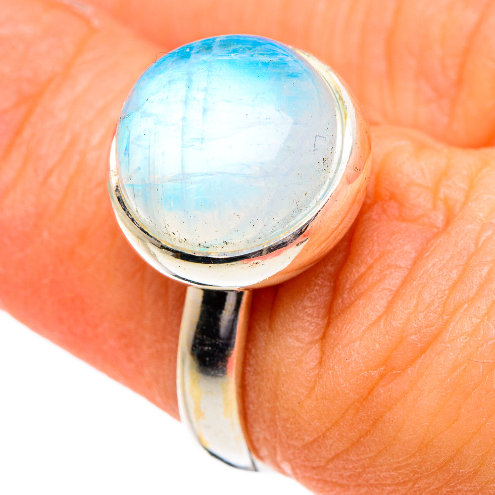 Rainbow Moonstone Rings handcrafted by Ana Silver Co - RING87017