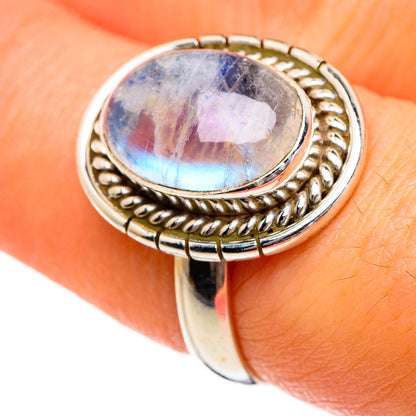 Rainbow Moonstone Rings handcrafted by Ana Silver Co - RING87028