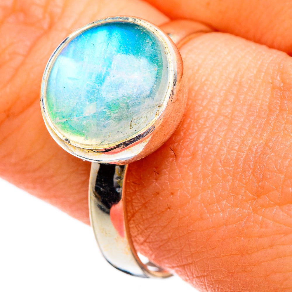 Rainbow Moonstone Rings handcrafted by Ana Silver Co - RING87036