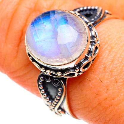 Rainbow Moonstone Rings handcrafted by Ana Silver Co - RING87048