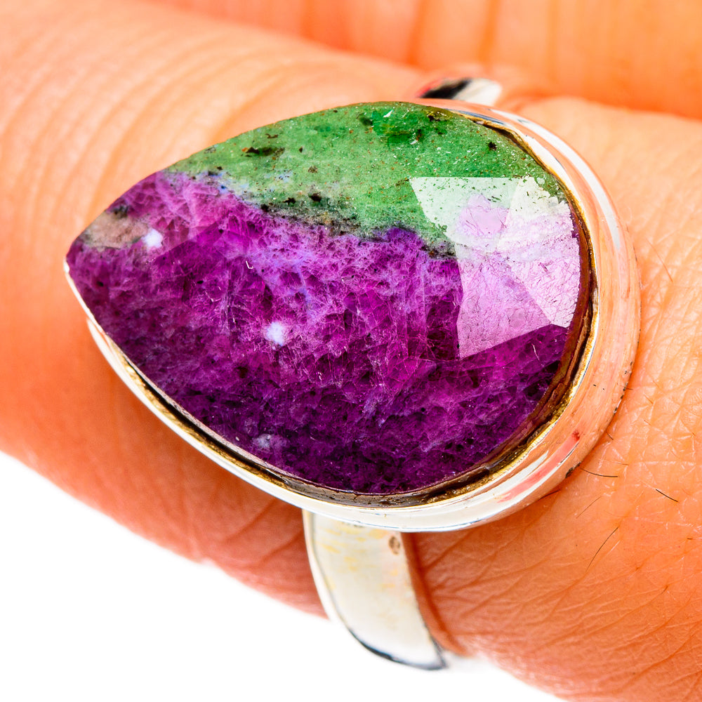 Ruby Zoisite Rings handcrafted by Ana Silver Co - RING87051