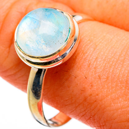 Rainbow Moonstone Rings handcrafted by Ana Silver Co - RING87056
