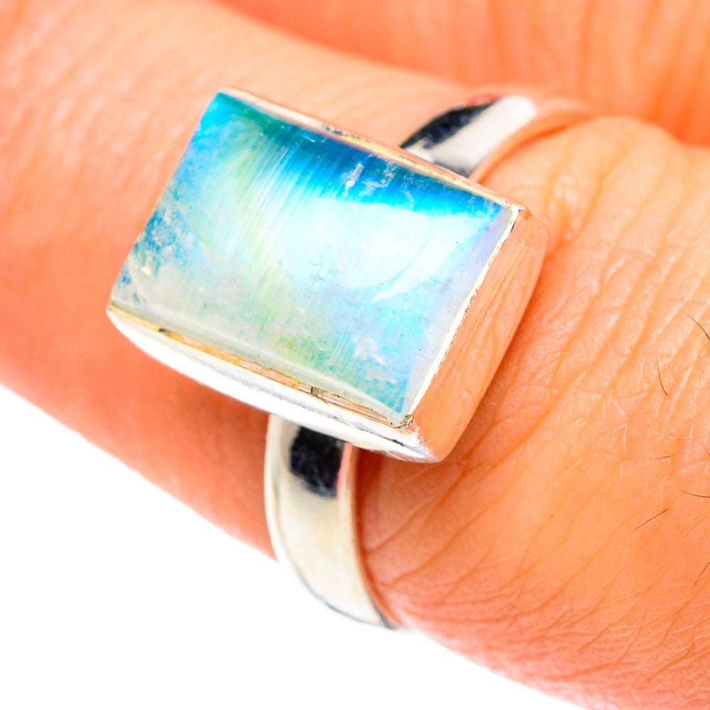 Rainbow Moonstone Rings handcrafted by Ana Silver Co - RING87075