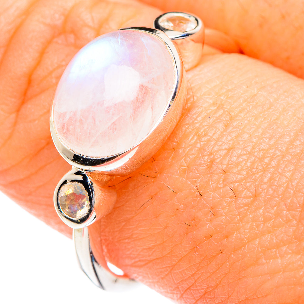 Rainbow Moonstone Rings handcrafted by Ana Silver Co - RING87101