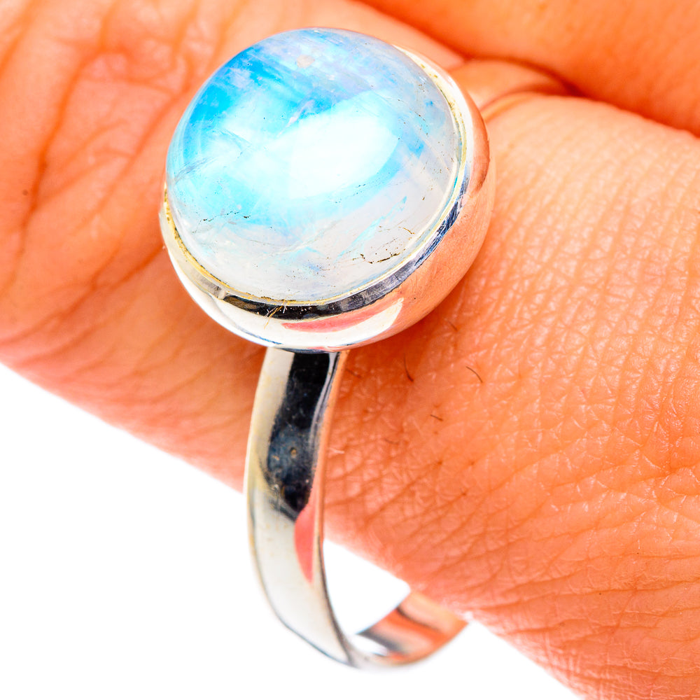 Rainbow Moonstone Rings handcrafted by Ana Silver Co - RING87180