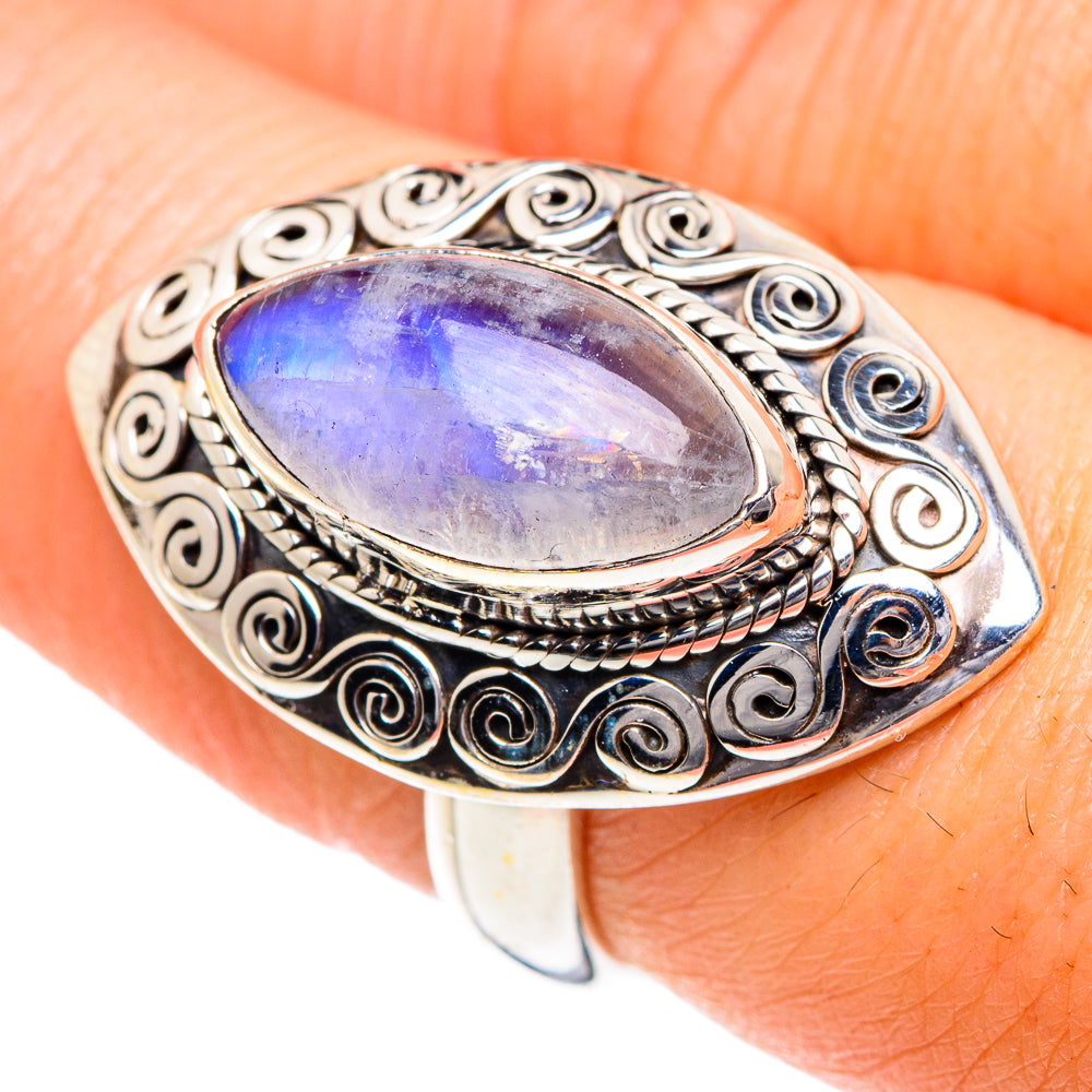 Rainbow Moonstone Rings handcrafted by Ana Silver Co - RING87201
