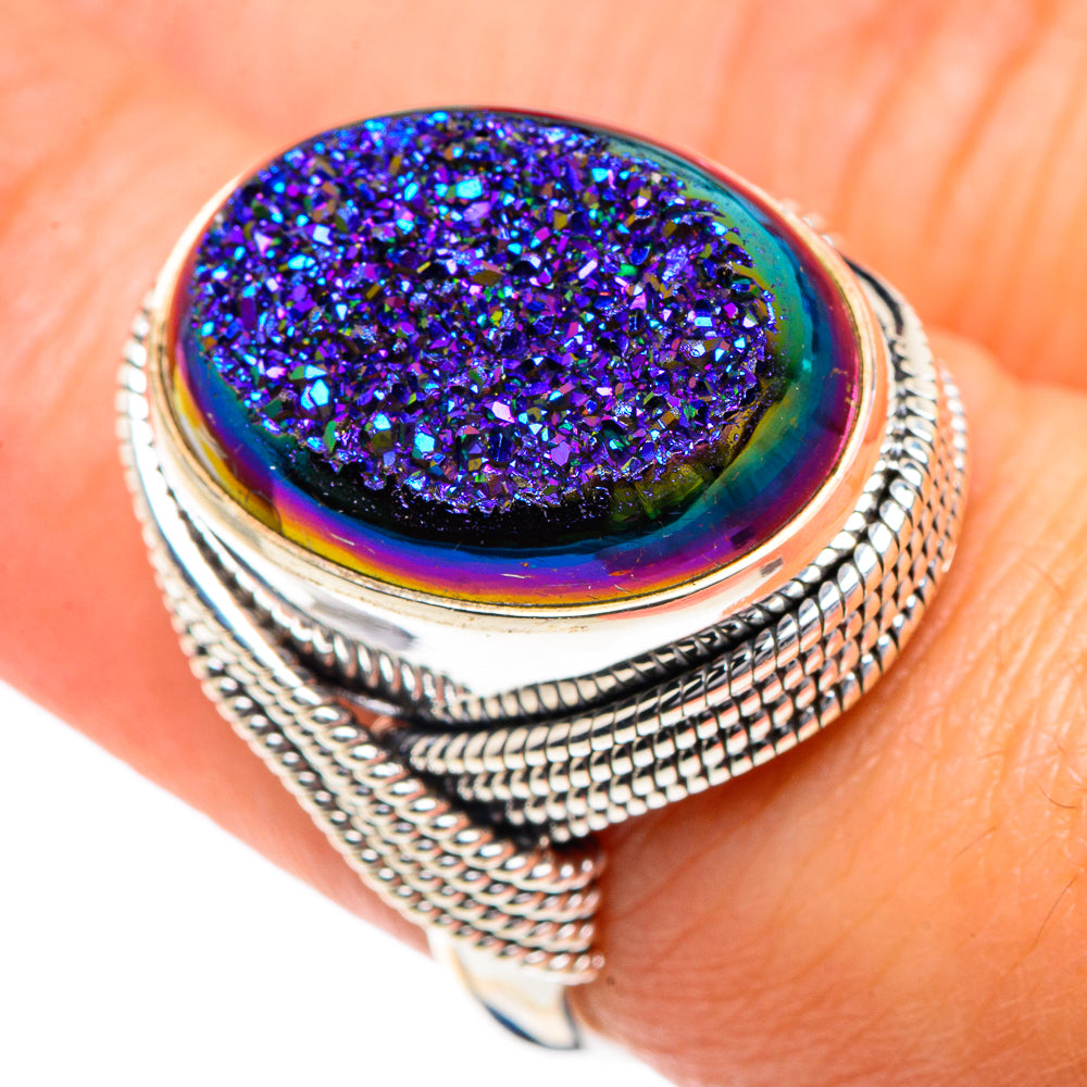 Titanium Druzy Rings handcrafted by Ana Silver Co - RING87207