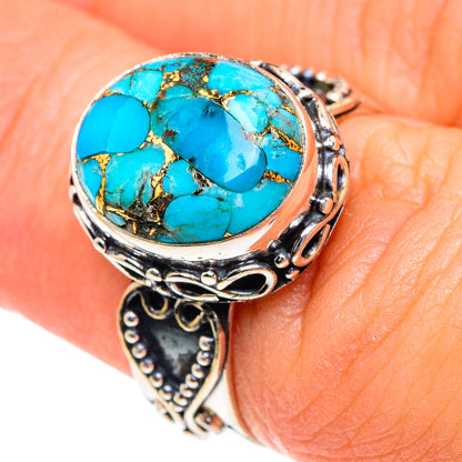 Blue Copper Composite Turquoise Rings handcrafted by Ana Silver Co - RING87220
