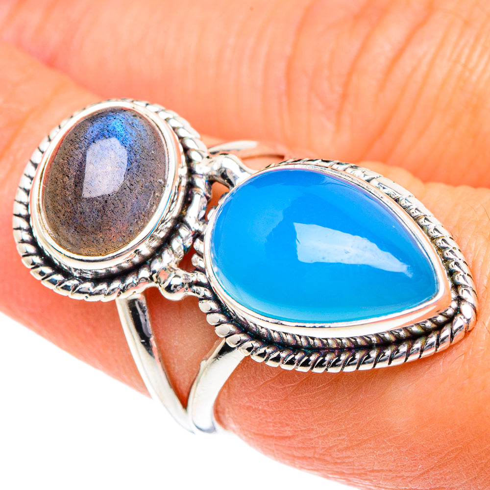 Aqua Chalcedony Rings handcrafted by Ana Silver Co - RING87223