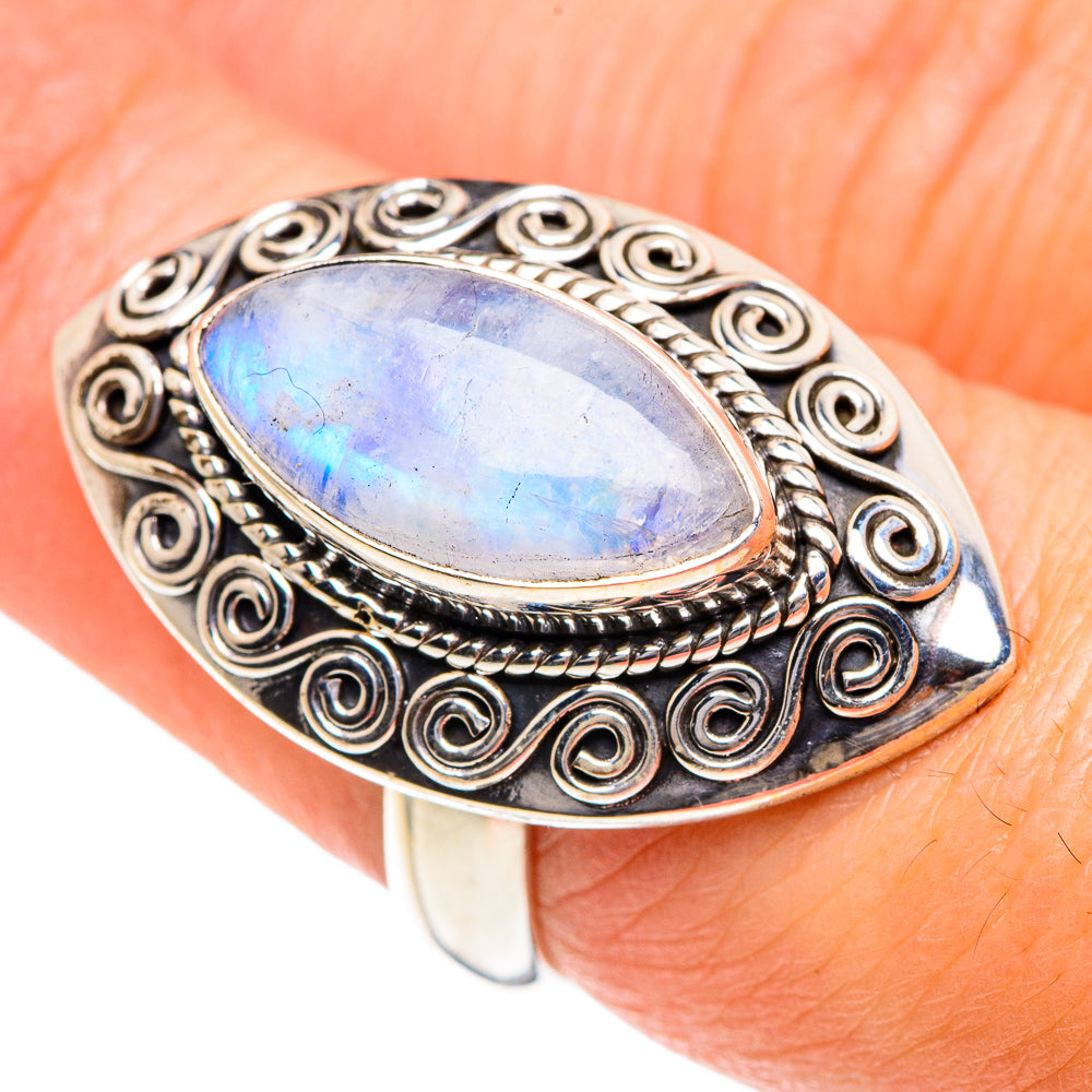 Rainbow Moonstone Rings handcrafted by Ana Silver Co - RING87271