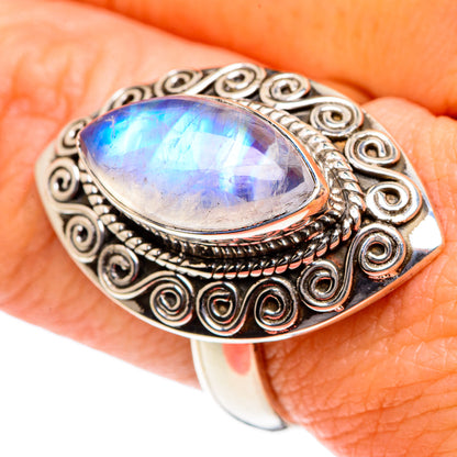 Rainbow Moonstone Rings handcrafted by Ana Silver Co - RING87298