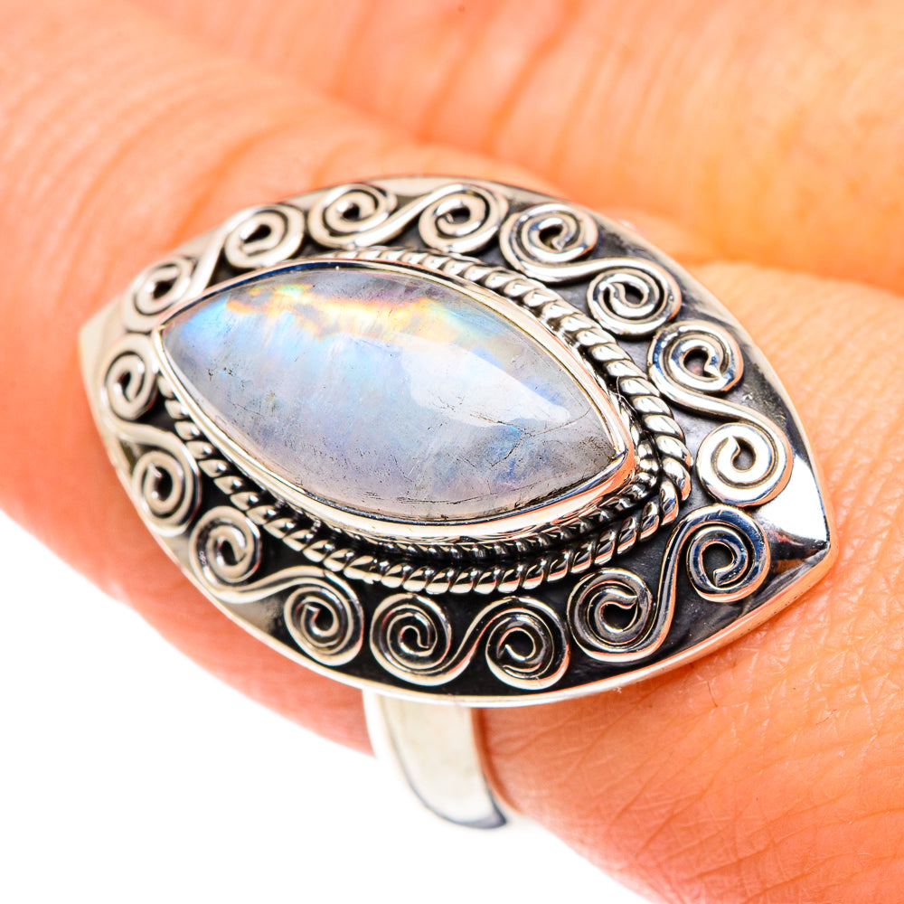 Rainbow Moonstone Rings handcrafted by Ana Silver Co - RING87327