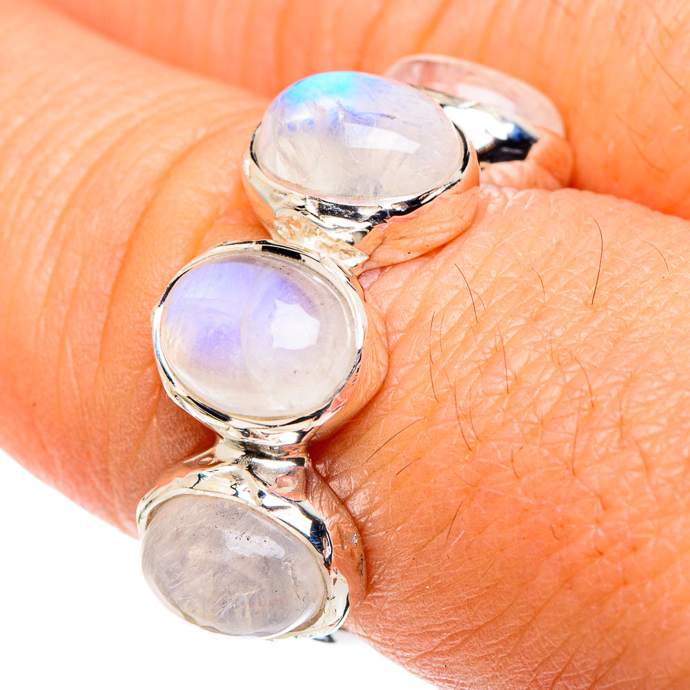 Rainbow Moonstone Rings handcrafted by Ana Silver Co - RING87386