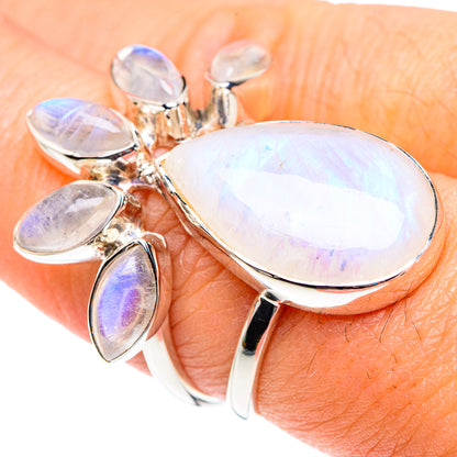 Rainbow Moonstone Rings handcrafted by Ana Silver Co - RING87387